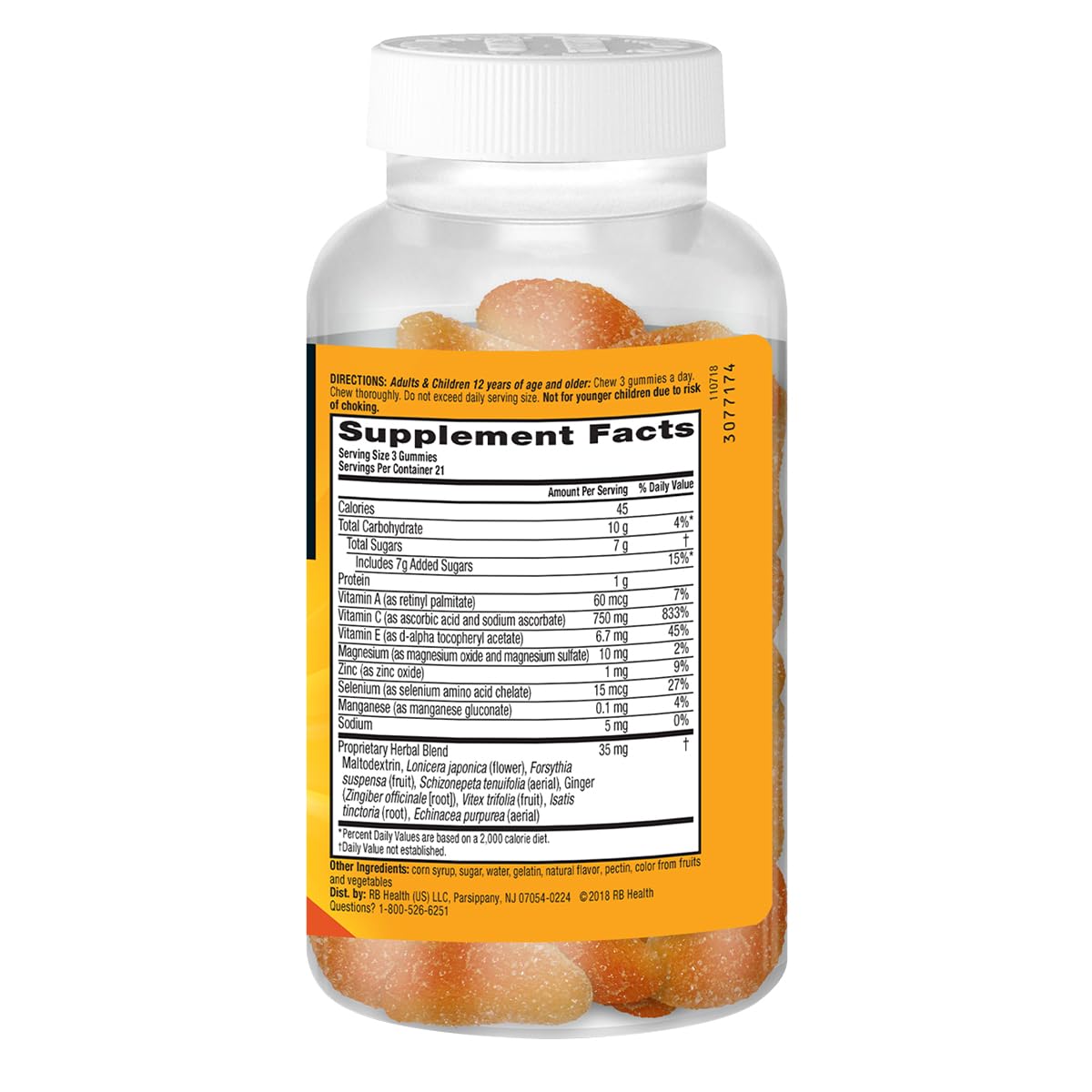 Airborne 750mg Vitamin C Immune Support Supplement Gummies for Adults, Zesty Orange Flavor, Gluten Free Crafted Blend with Powerful Antioxidants Vitamins A C & E, 63 Gummies (3 Pack) Airborne Au supplements