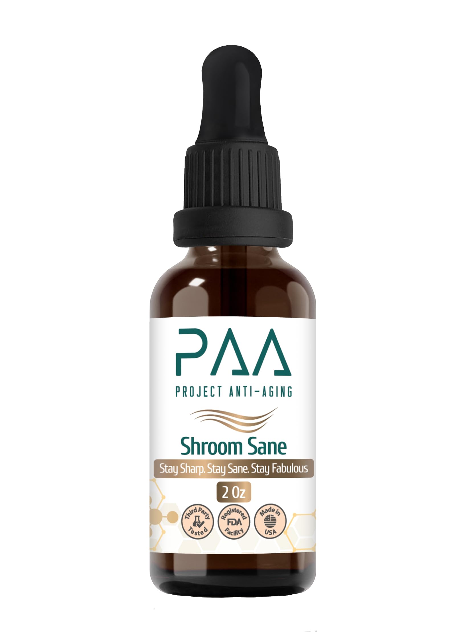 Project Anti-Aging Shroom Sane Liquid Drops with Lion’s Mane Mushroom Supplement Drops – 8 Mushroom Complex Tincture with Reishi, Cordyceps, Turkey Tail & Magnesium – USDA Organic, Vegan, Project Anti-Aging Au supplements
