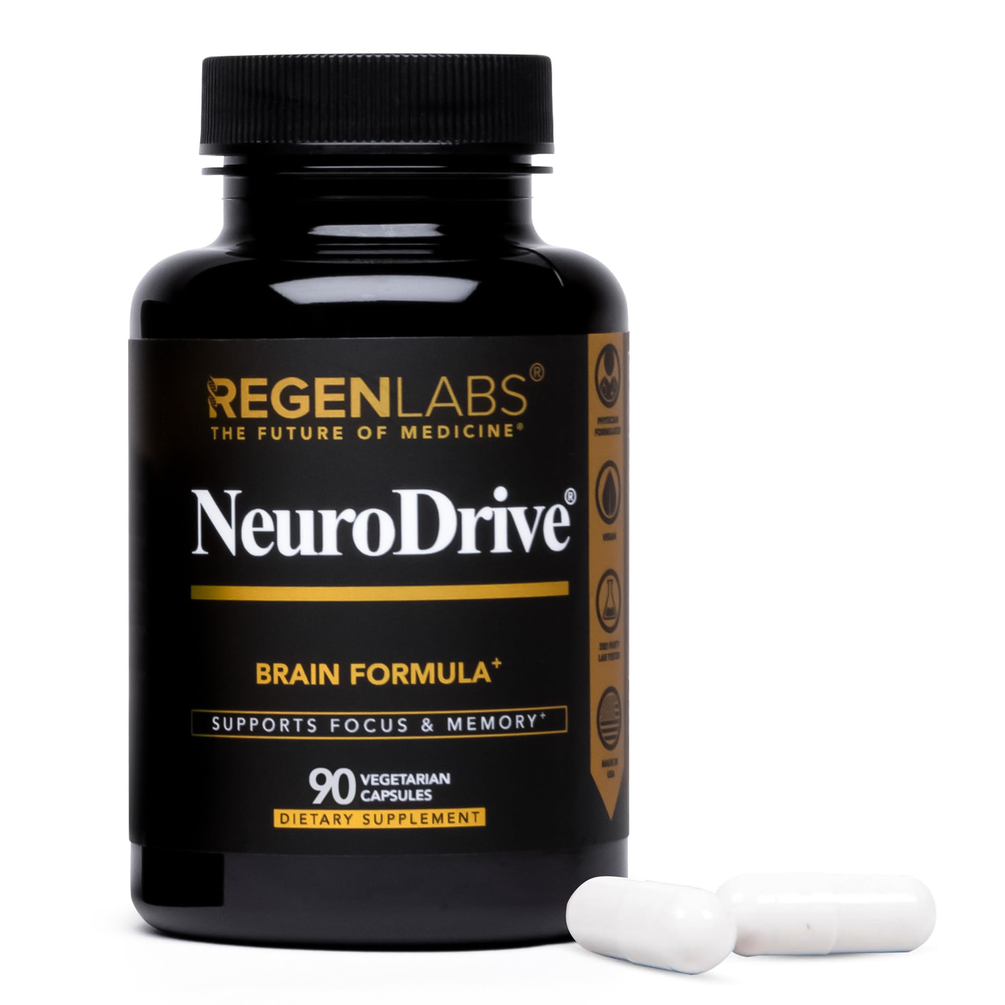 Regen Labs NeuroDrive Memory & Focus Supplement - Boost Brain Focus, Mental Health & Brain Fog | Natural Doctor Approved - Brain Nootropic, Phosphatidylserine, Centrophenoxine, Bacopa - 90 Capsules Regen Labs Au supplements