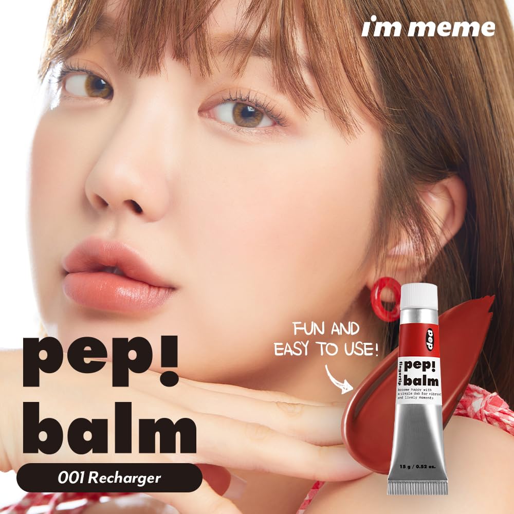 I'M MEME Lip and Cheek Tint - PepBalm 001 Recharger | Wtih Shea Butter, Gift, Liquid Blush, Travel-Friendly, Highly Pigmented, Non-Drying, Sheer Balm Gross Tint, 0.52 Oz I'M MEME Au supplements
