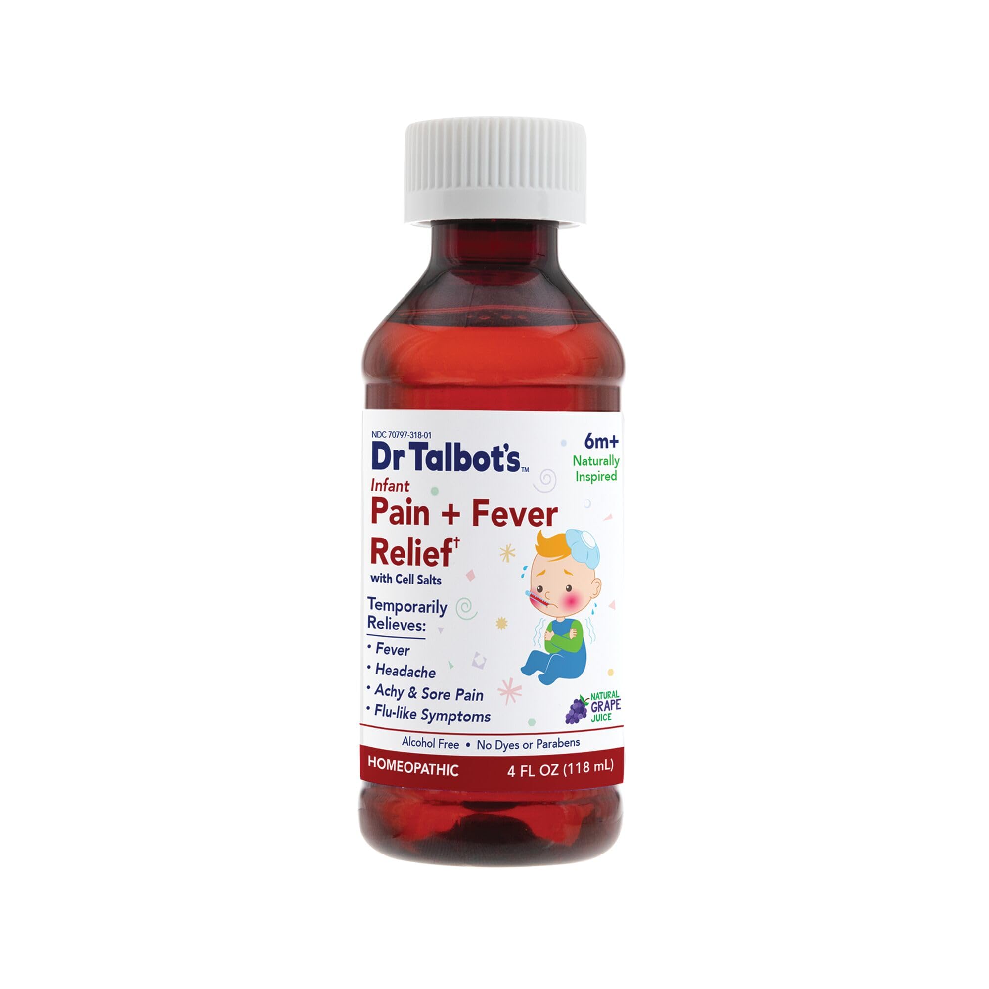 Dr. Talbot's Infant Pain and Fever Relief Liquid Medicine - 4 fl oz - 6+ Months - Grape Juice Flavor - No Alcohol, Dyes, or Parabens - Baby Essentials Dr. Talbot's Au supplements