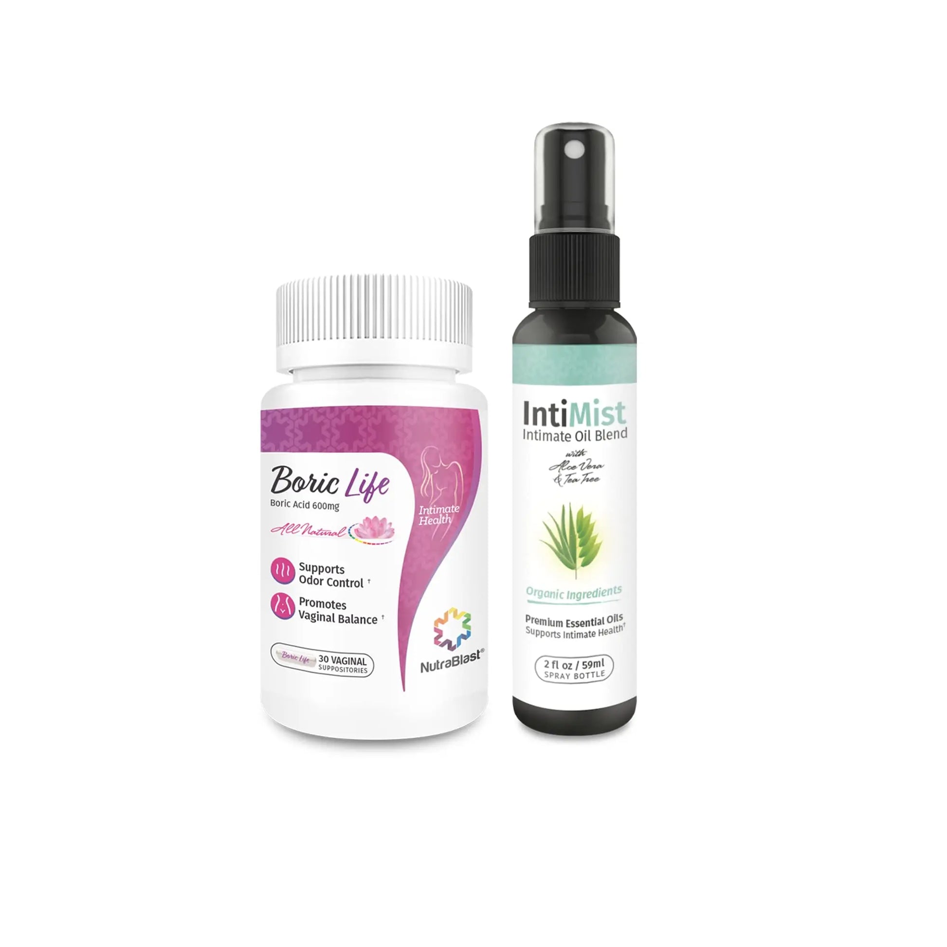 NutraBlast Boric Acid Vaginal Suppositories 600mg (30 Count) Bundle with Intimist Essential Oils Blend Spray (2 fl oz) NutraBlast Au supplements