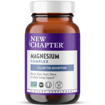 New Chapter Magnesium Complex Supplement, 325mg with Magnesium Glycinate + Sea-Sourced + Fermented Forms for Heart, Bone, Nerve, Muscle & Cellular Energy, 100% Vegan, 60 Tablets New Chapter Au supplements