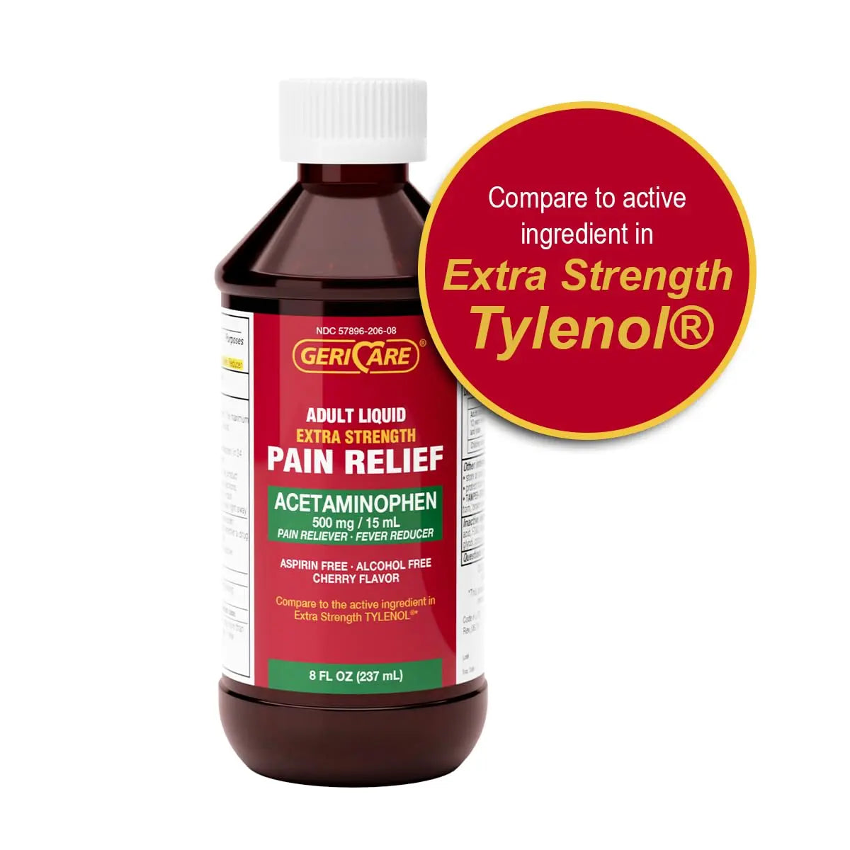 GeriCare Extra Strength Acetaminophen 500 mg Adult Liquid Pain Relief, Fever Reducer, 8 FL OZ (Pack of 1) GeriCare Au supplements