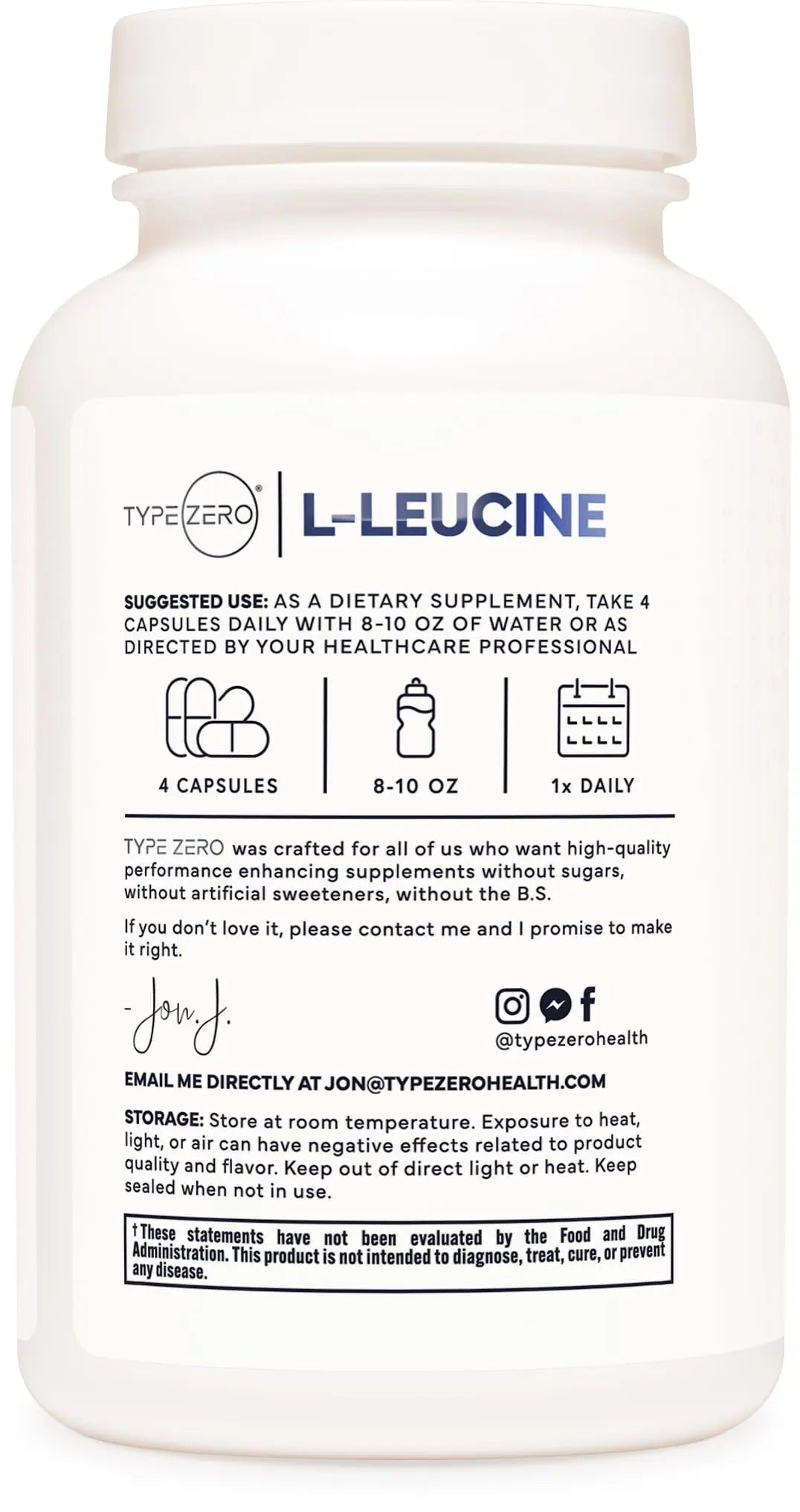 Type Zero L-Leucine Capsules (2000mg per Serving) 120 Capsules - 30 Servings Type Zero Au supplements