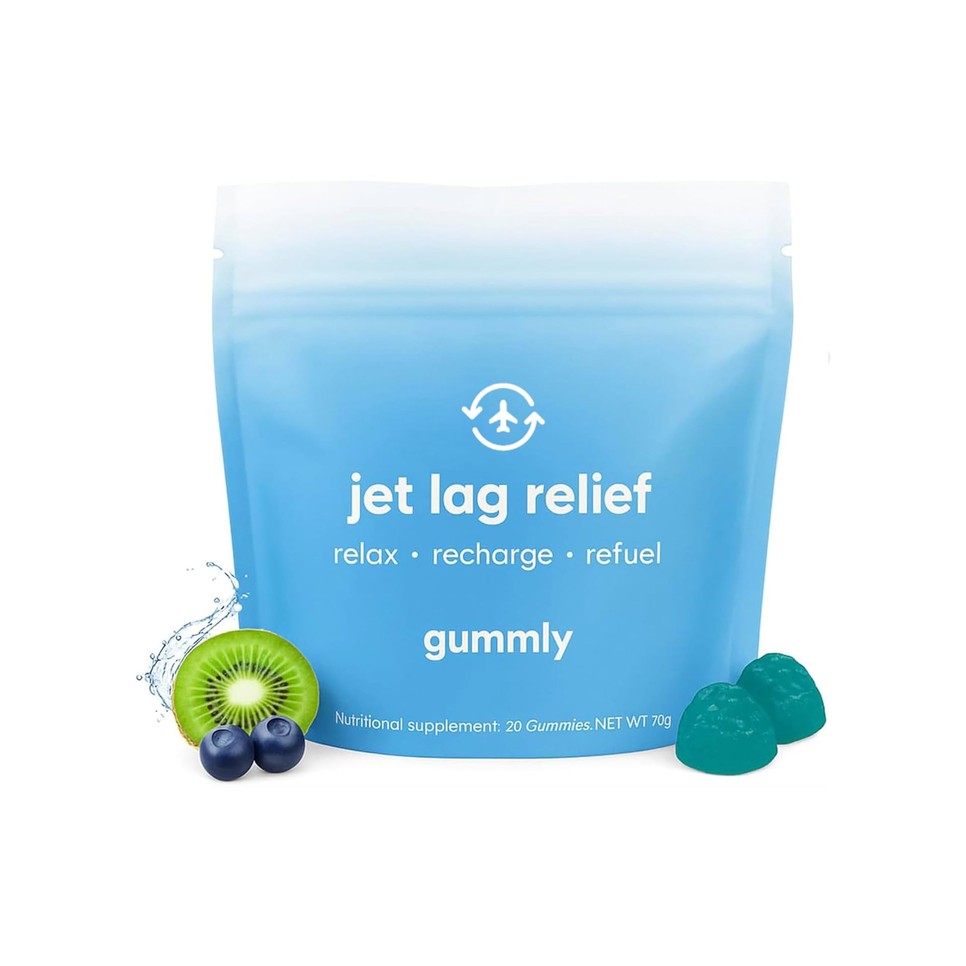 Jet Lag Remedy for Travel Gummies • No Jet Lag Pills Alternative • Travel Essentials • Support Adjustment to Time Zones and Circadian Rhythm • Delicious Tropical Berry Flavor • 20 Gummies 3-5 Trips Gummly Au supplements