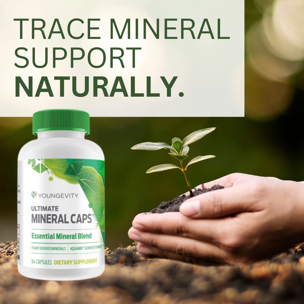Youngevity Ultimate Mineral Caps™ - 70+ Essential Full Spectrum Trace Minerals - Nutrient-Dense, Derived from Humic & Aquamin Seaweed (64 Capsule) Youngevity Au supplements