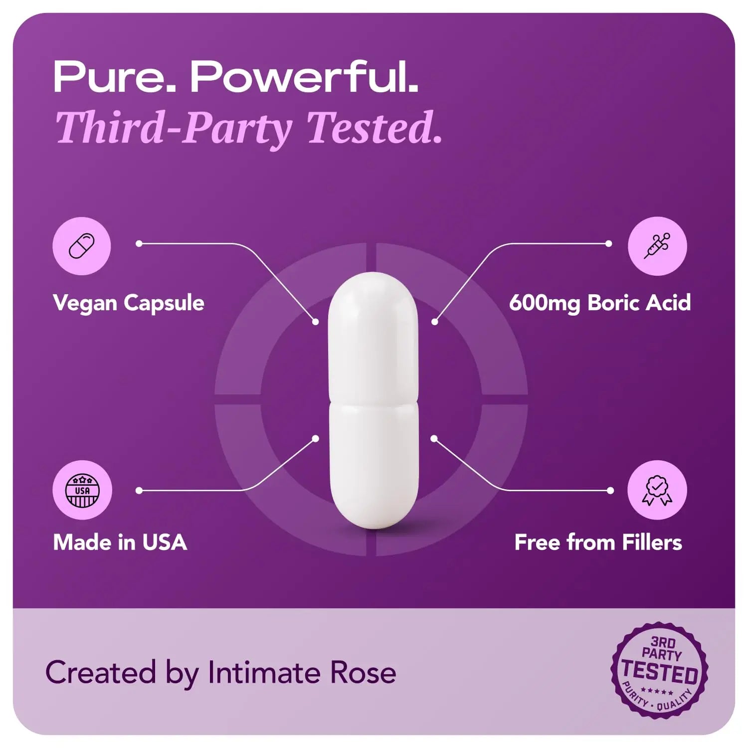 Intimate Rose Boric Acid Vaginal Suppositories, 30 Count for Feminine Deodorizing & Freshness - Vegan Capsules Intimate Rose Au supplements