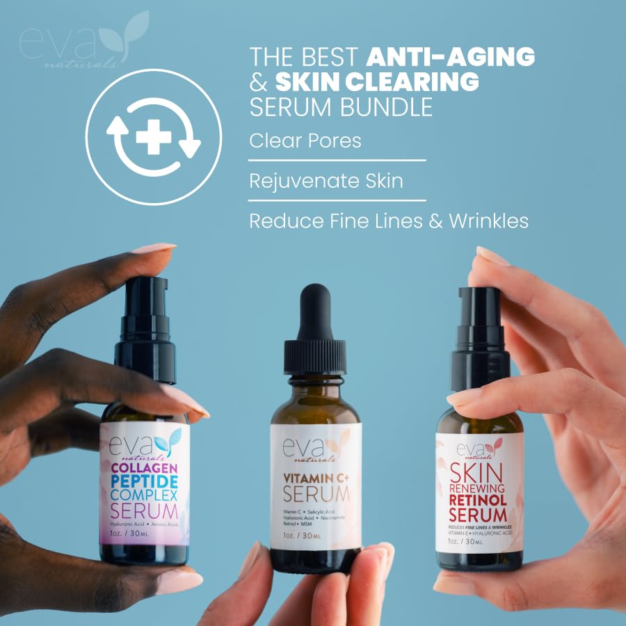 Eva Naturals Anti-Aging Serum Bundle - Vitamin C Serum, Hyaluronic Acid Serum Eva Naturals Au supplements