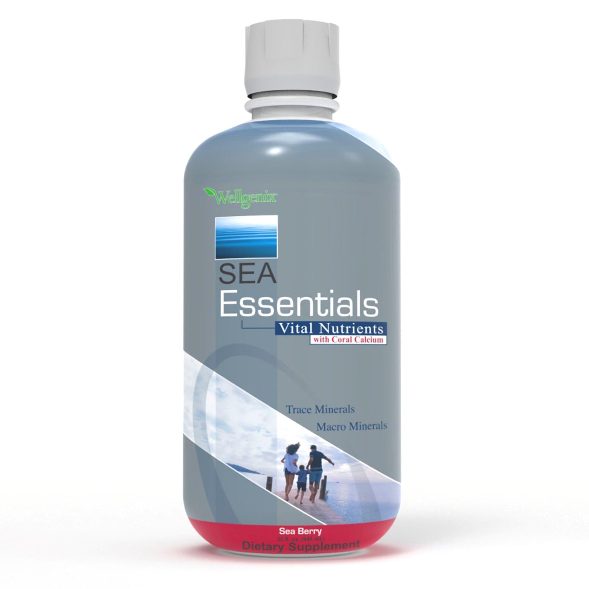 Wellgenix Sea Essentials Liquid Mineral Dietary Supplement with Trace and Macro Minerals and Coral Calcium – Sea Berry Flavor – 32 fl oz Wellgenix Au supplements