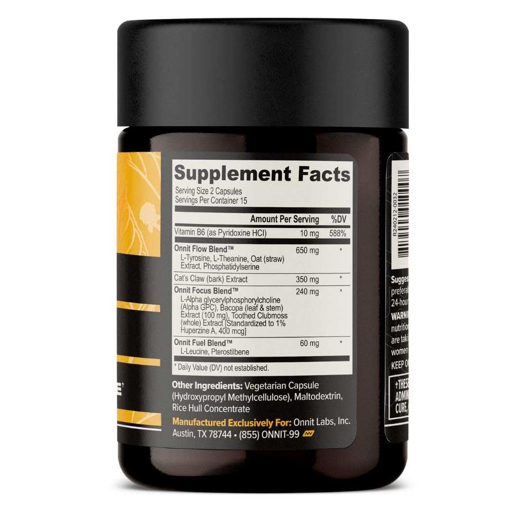 ONNIT Alpha Brain Nootropic Capsules for Men & Women, IGEN Non-GMO Tested Memory, Focus & Mental Clarity, with L-Theanine and Vitamin B6, 30 Count Each, Pack of 3 (90 Capsules) ONNIT Au supplements