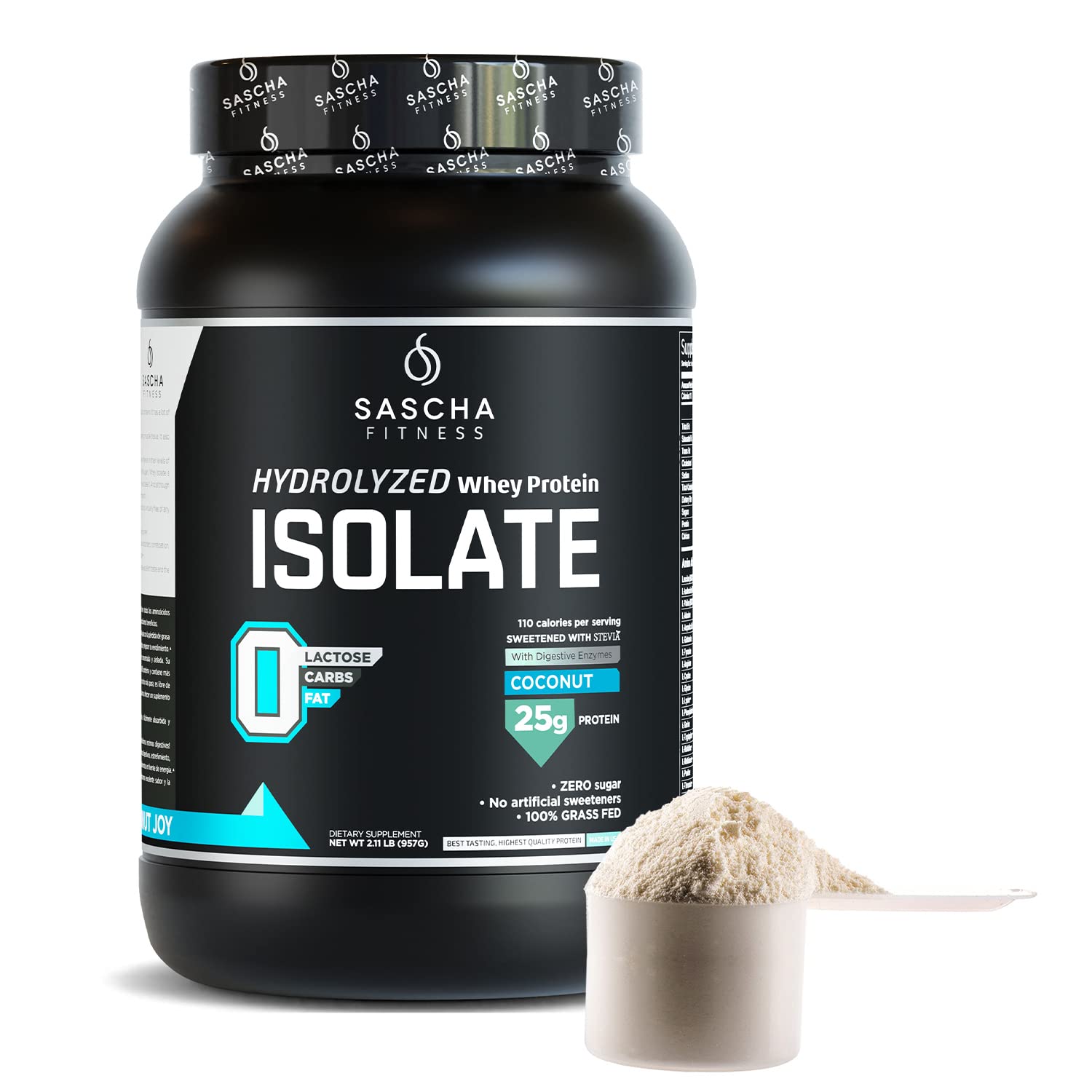 SASCHA FITNESS Hydrolyzed Whey Protein Isolate,100% Grass-Fed (2 Pounds, Coconut) SASCHA FITNESS Au supplements