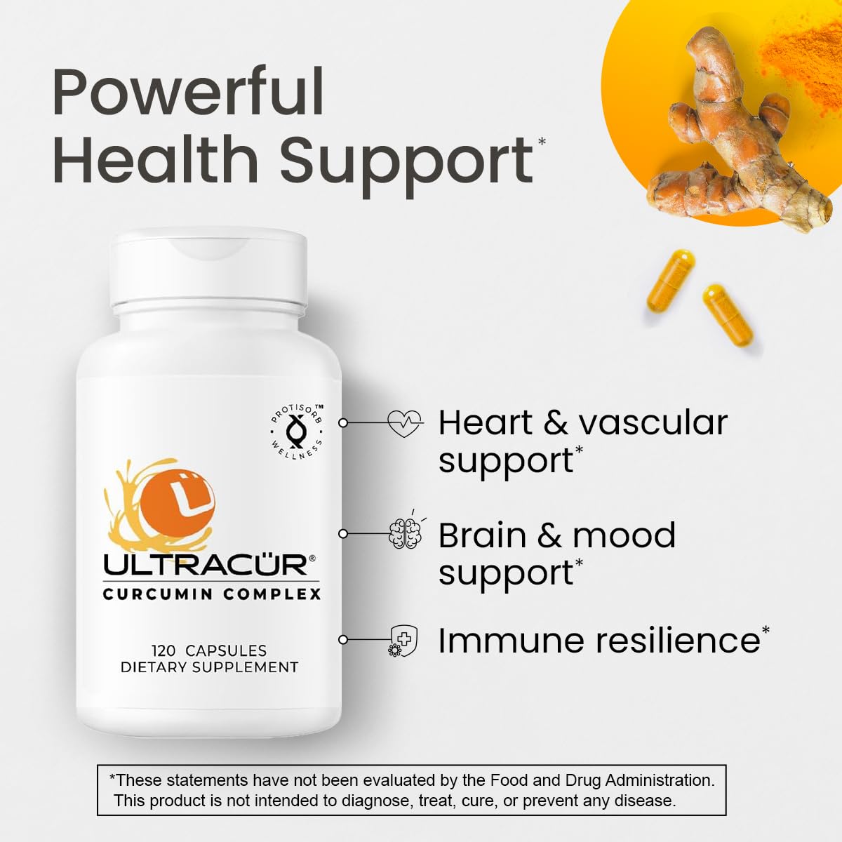 UltraCur Curcumin Complex Supplement - Ultra Bioavailable High Absorption Turmeric Curcumin Supplement for Joint, Muscle & Brain Support - Patented Protisorb for Premium Absorption – 120 Capsules UltraCur Au supplements