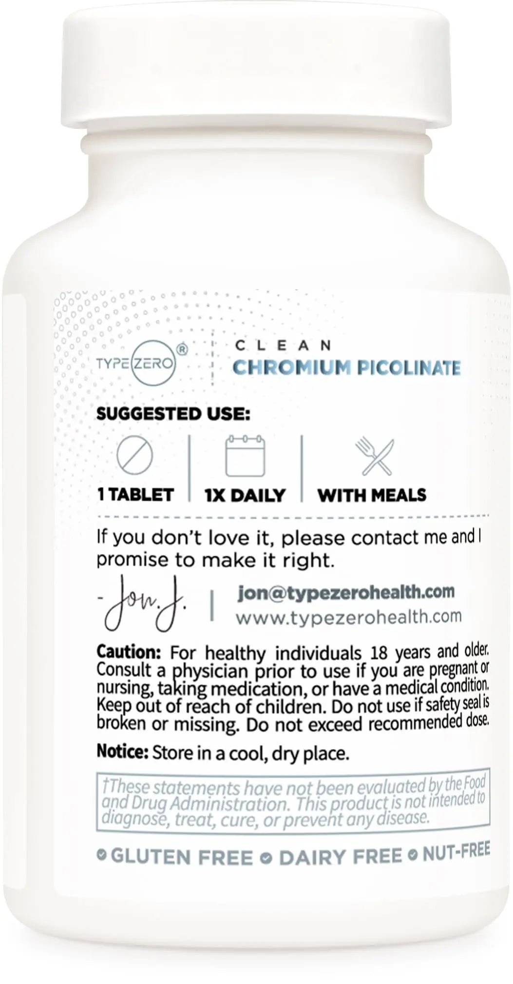 Type Zero Clean Chromium Picolinate Tablets (120 Servings, 1,000 MCG Per Serving) - Non-GMO, Gluten Free Type Zero Au supplements