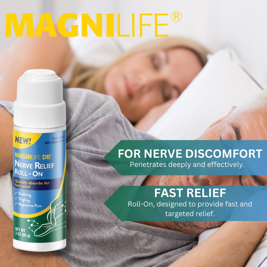 Magnilife DB Nerve Relief Roll On, 3 Oz, Topical Nerve Pain Relief for Feet, Legs, Hands & Arms, Helps Soothe Stabbing, Burning & Tingling Discomfort, Fast-Absorbing, Non-Greasy & Unscented Formula MagniLife Au supplements