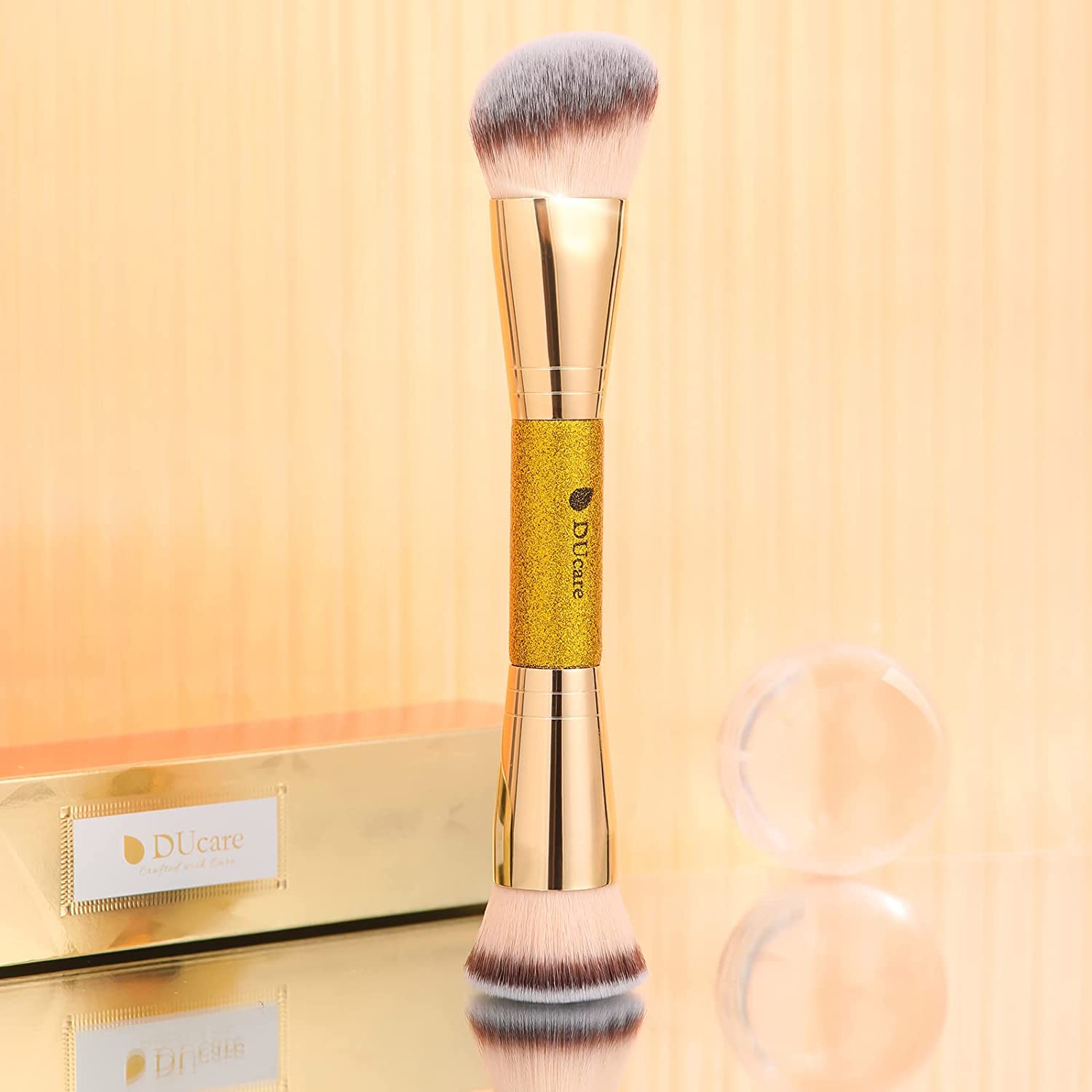 DUcare Dual End Foundation Contour Bronzer Brush, Gold Glitter Handle Double Ended Professional Face Makeup Tool for Liquid Cream Powder DUcare Au supplements