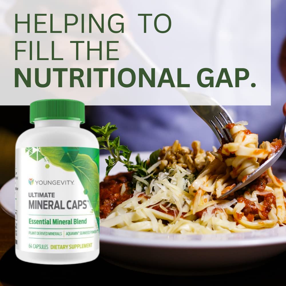 Youngevity Ultimate Mineral Caps™ - 70+ Essential Full Spectrum Trace Minerals - Nutrient-Dense, Derived from Humic & Aquamin Seaweed (64 Capsule) Youngevity Au supplements
