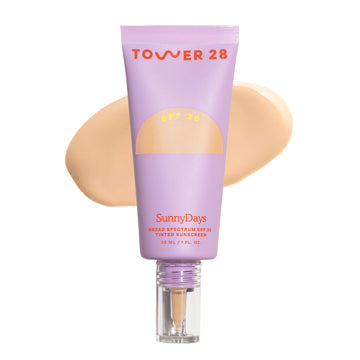 Tower 28 SunnyDays SPF 30 Tinted Moisturizer - 2-in-1 Buildable Coverage Foundation + Mineral Sunscreen for Face - Zinc Oxide, Aloe & Prickly Pear for Sensitive Skin - 15/Light Warm (1 oz) Tower 28 Au supplements