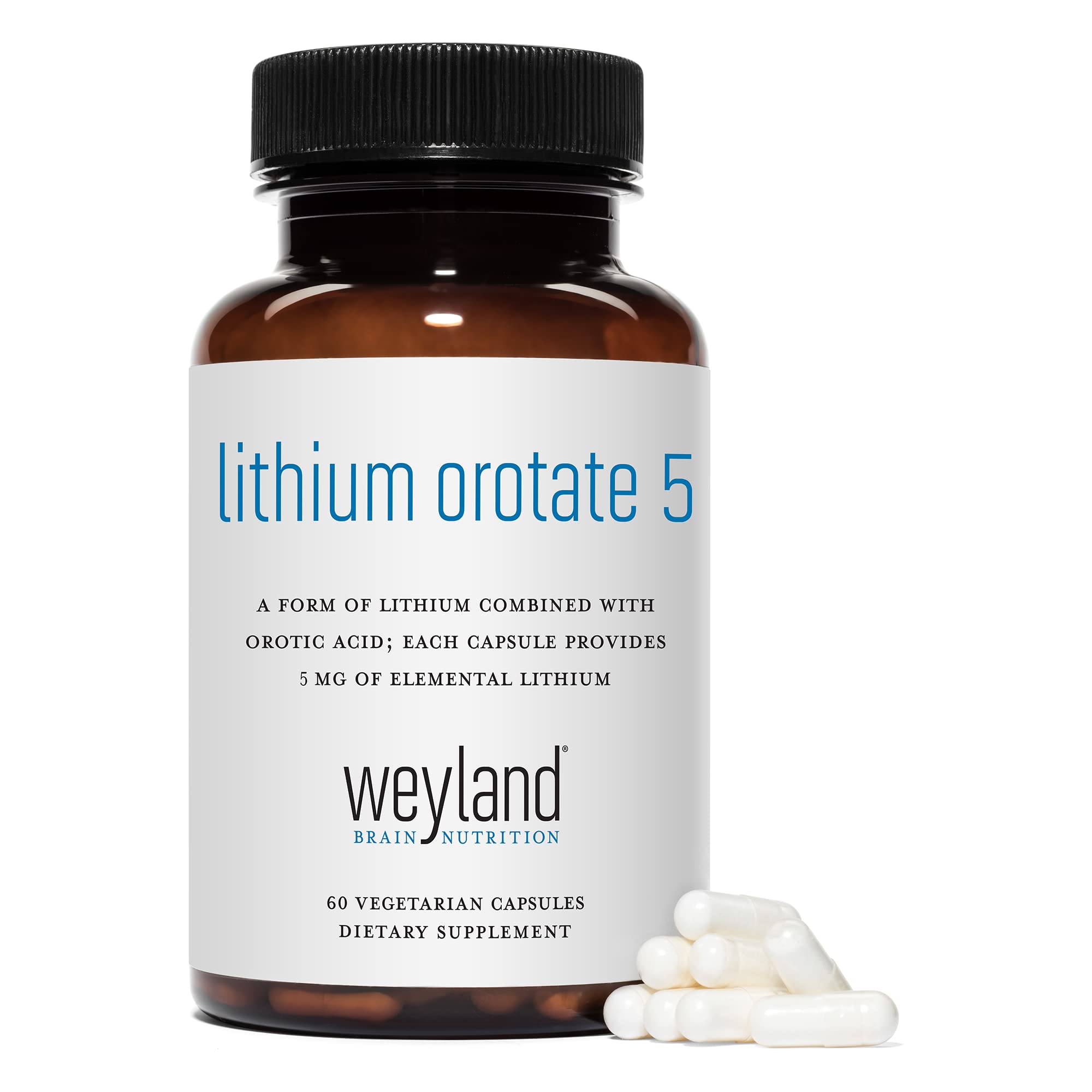 Lithium Orotate - 5mg of Elemental Lithium per Vegetarian Capsule Weyland Brain Nutrition Au supplements