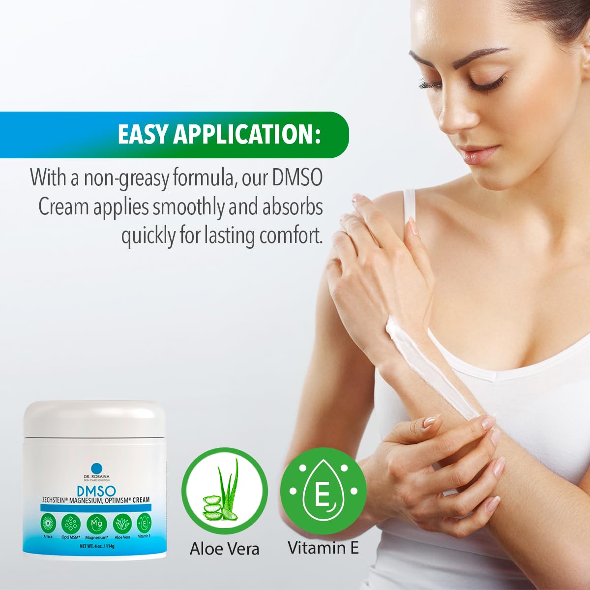 Dr. Robaina DMSO Cream – 99.9% Pure Dimethyl Sulfoxide | Formula with Zechstein Magnesium, Arnica, Aloe Vera & Vitamin E | Topical Cream for Body Wellness Dr. Robaina Au supplements
