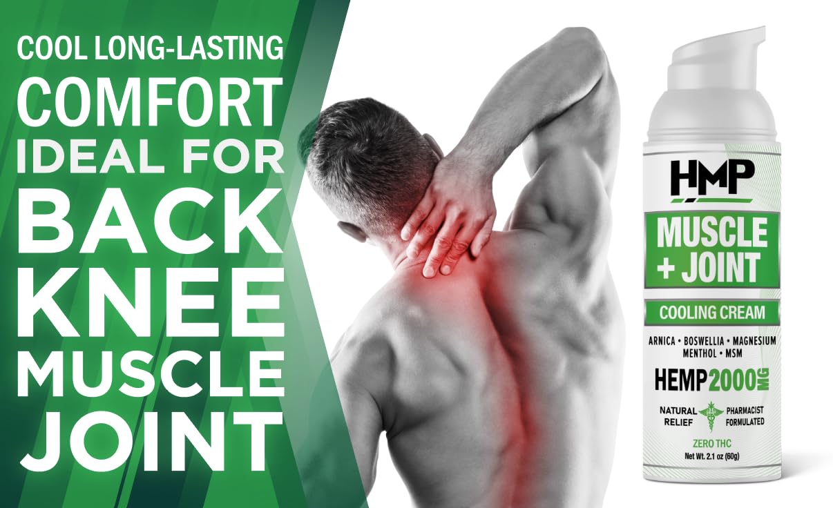 HMP BRANDS Hemp Cream Muscle & Joint Support 2000MG Hemp Discomfort Relief Formula w Menthol Ideal for Knee Muscle Joint Back Shoulder Elbow Maximum Joint Support, Natural Formula Made in USA (3 Pack) HMP BRANDS Au supplements