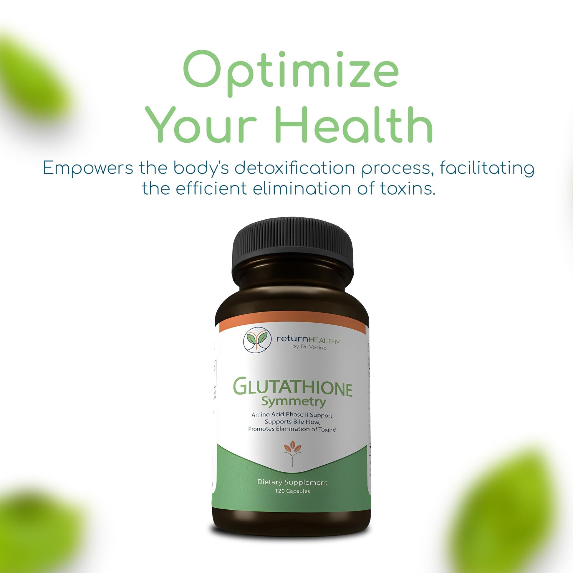 Return Healthy Glutathione Symmetry | S-Acetyl Glutathione Supplement | Antioxidants & Detoxification Supplement | Natural Cellular Support | All-Natural, Vegan, Non-GMO, 120 caps Return Healthy Au supplements