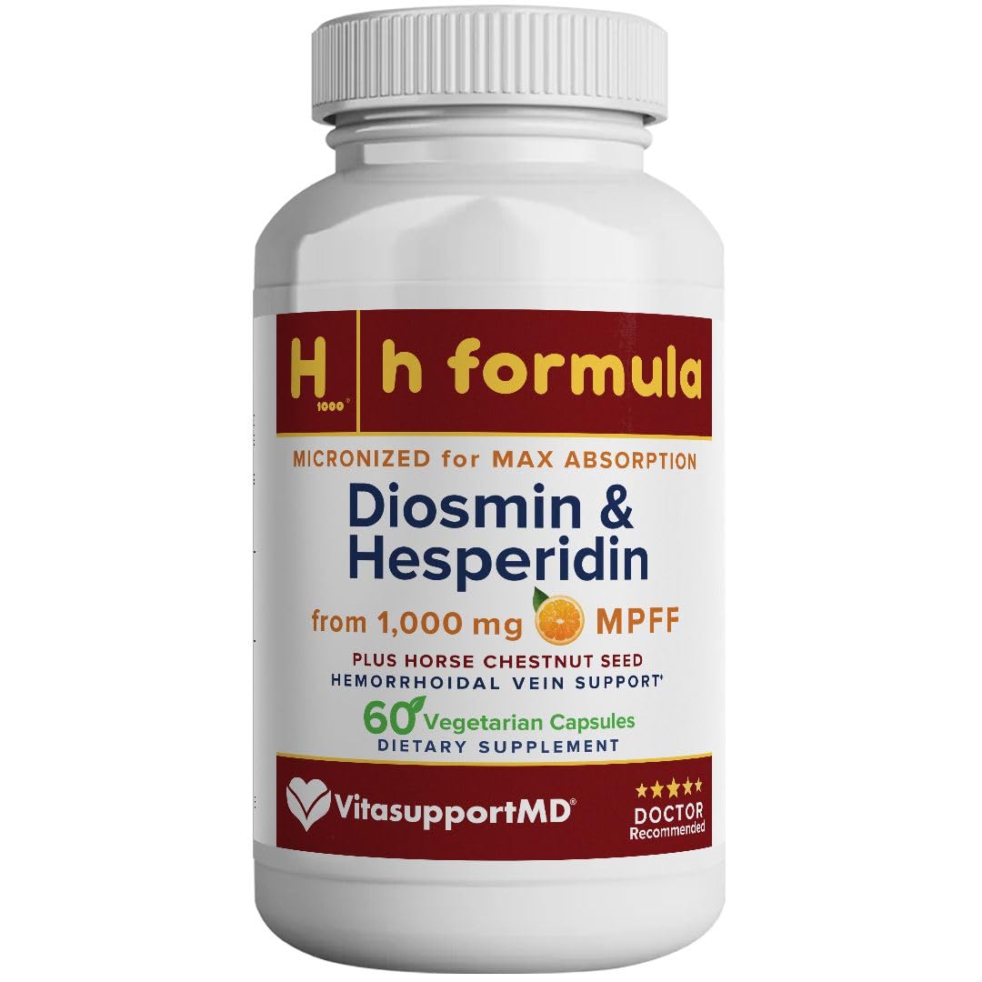 VITASUPPORTMD H Formula Diosmin Hesperidin 1000mg, Horse Chestnut Extract 300mg, Hemorrhoidal Vein Support, Micronized MPFF Bioflavonoids Supplement for Hemorrhoidal Vein Health Support, 60 Capsules VITASUPPORTMD Au supplements