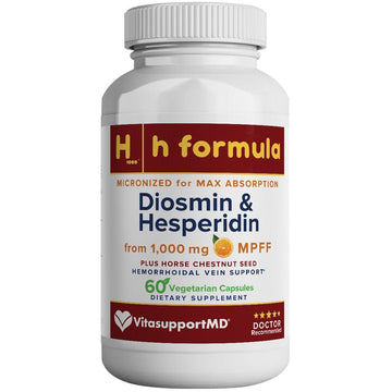VITASUPPORTMD H Formula Diosmin Hesperidin 1000mg, Horse Chestnut Extract 300mg, Hemorrhoidal Vein Support, Micronized MPFF Bioflavonoids Supplement for Hemorrhoidal Vein Health Support, 60 Capsules VITASUPPORTMD Au supplements