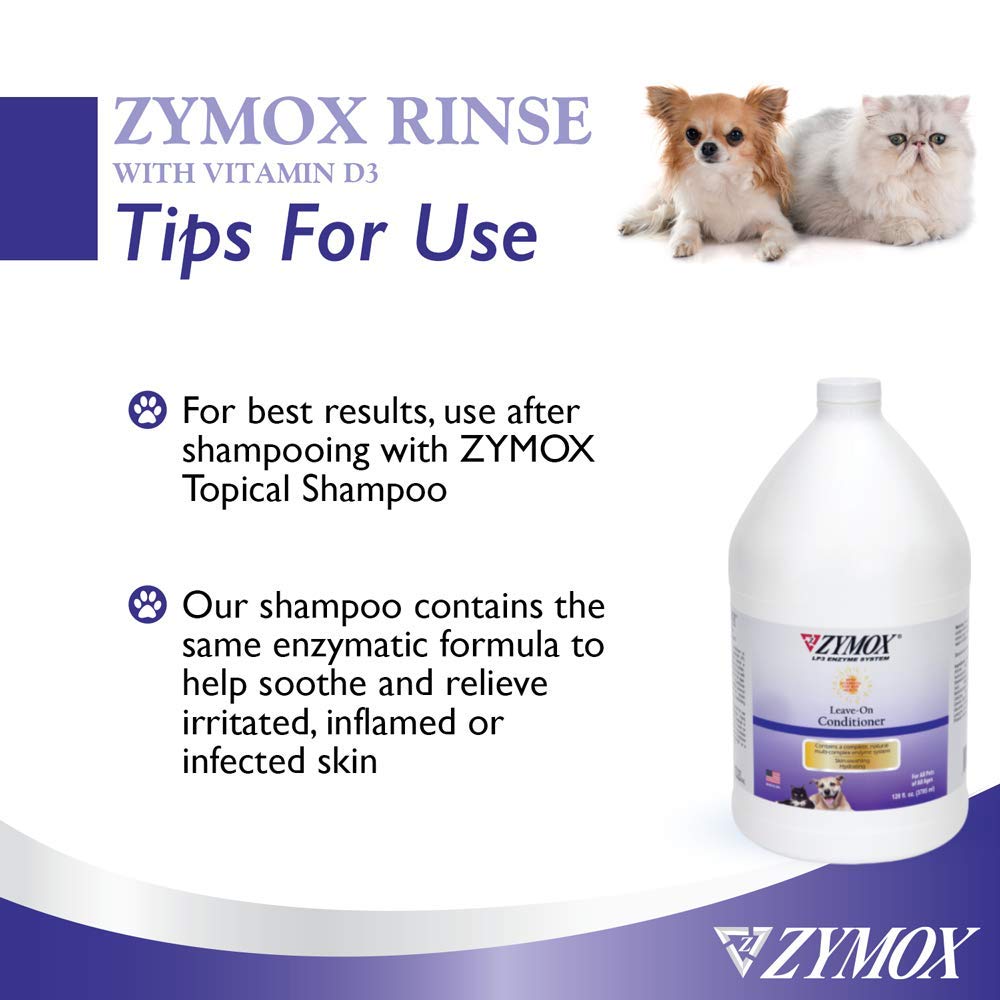 ZYMOX Leave-in Conditioner with Vitamin D3 for Cats & Dogs, 1gal Zymox Au supplements
