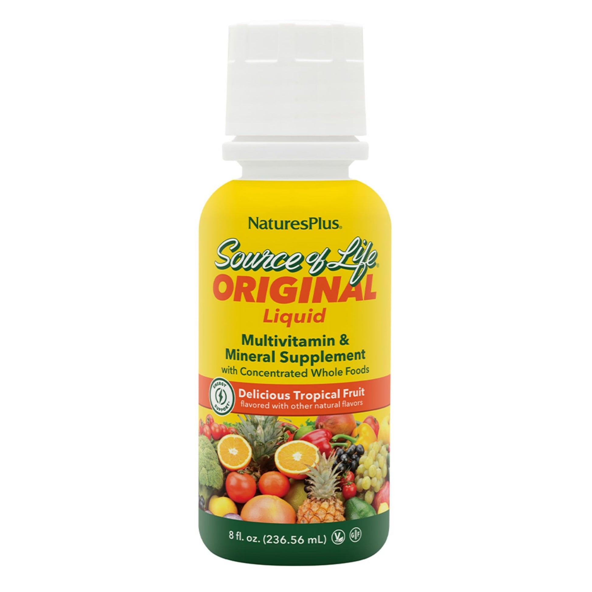 NaturesPlus Source of Life Liquid, Tropical Fruit - 8 fl oz - Multivitamin & Mineral Supplement - Gluten Free, Vegetarian - 8 Servings NaturesPlus Au supplements