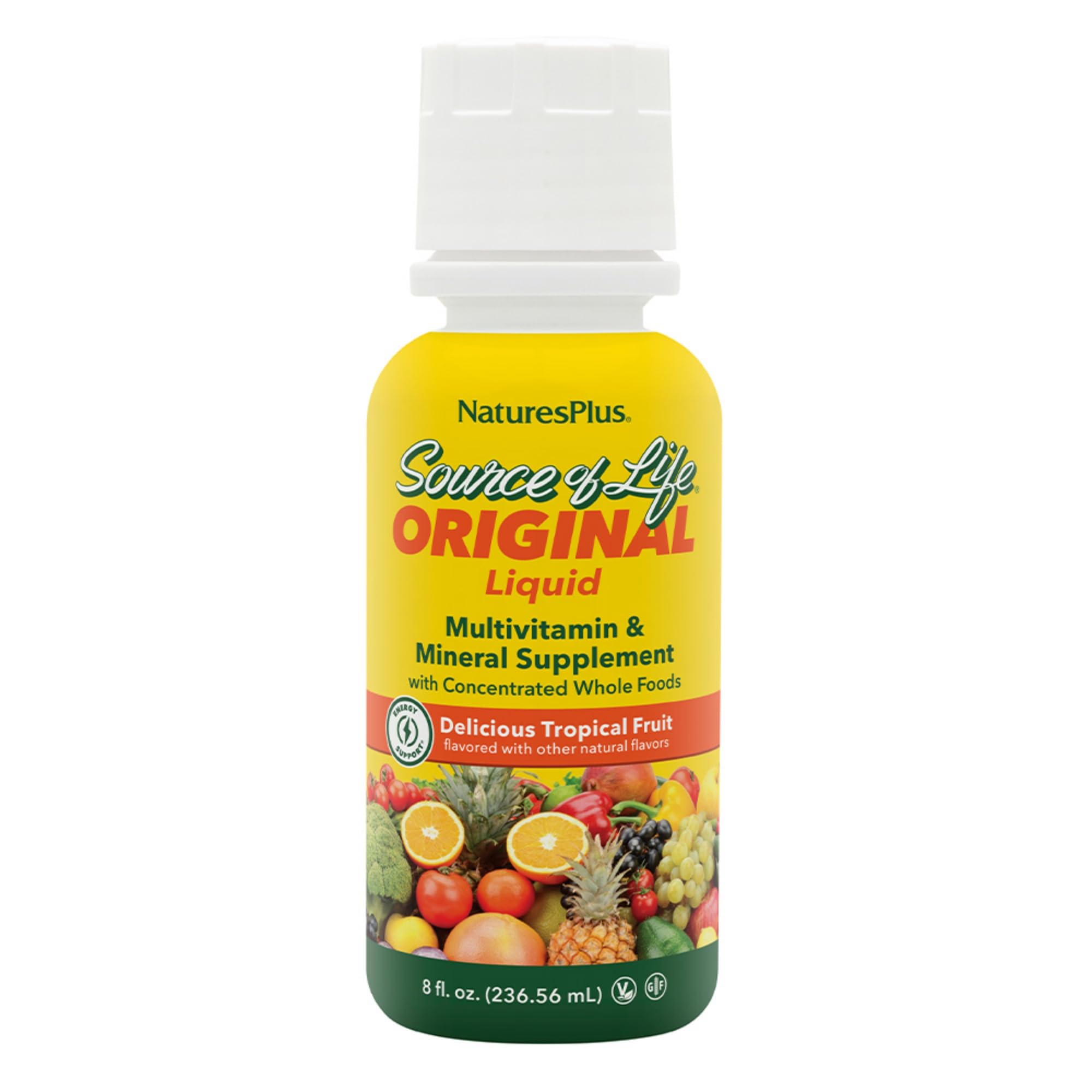 NaturesPlus Source of Life Liquid, Tropical Fruit - 8 fl oz - Multivitamin & Mineral Supplement - Gluten Free, Vegetarian - 8 Servings NaturesPlus Au supplements