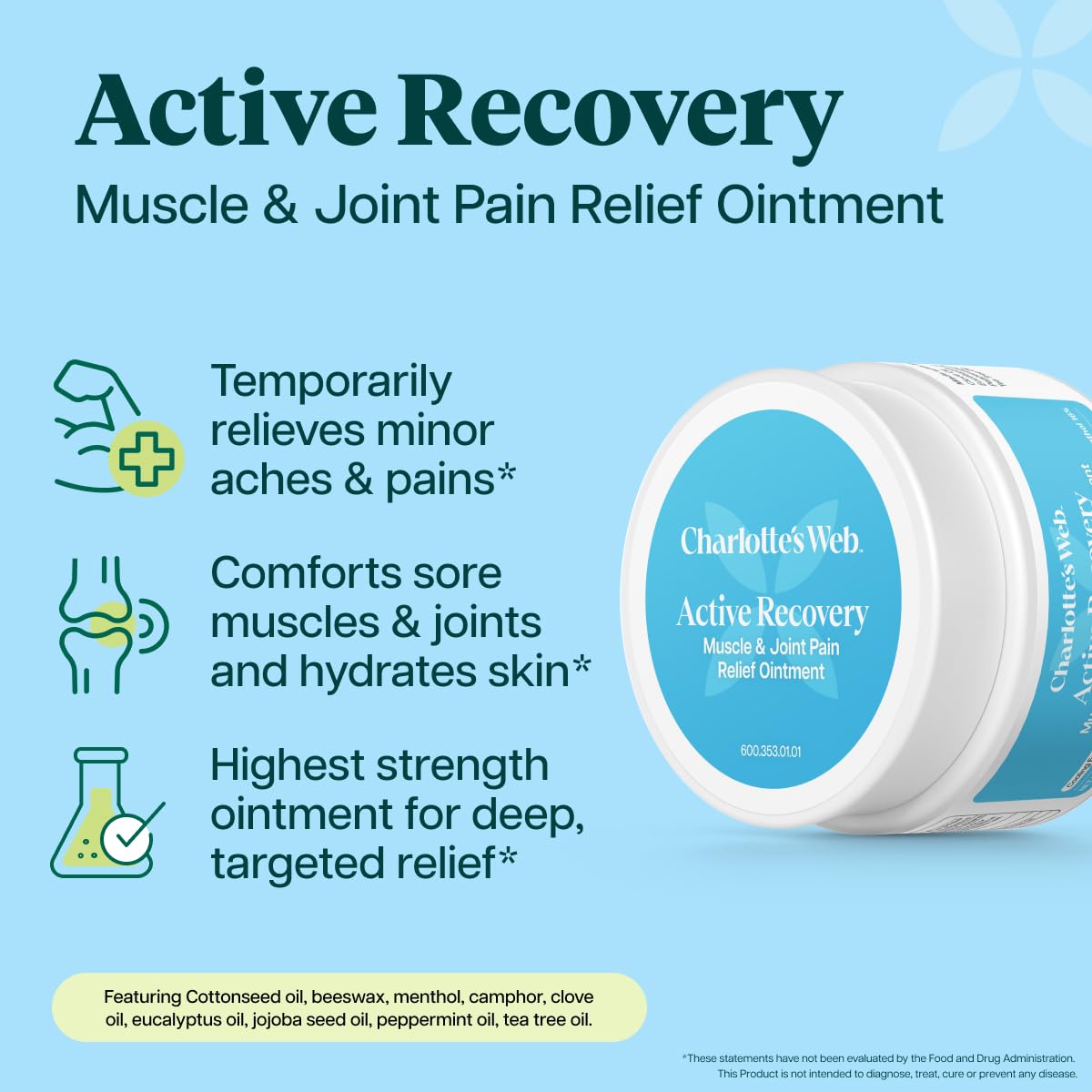 Charlotte's Web Active Recovery Muscle & Joint Relief Ointment 1.55oz Charlotte's Web Au supplements