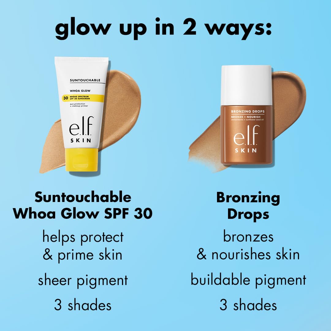 e.l.f. SKIN Bronzing Drops, Liquid Bronzer For Face & Skin, Creates A Sun-Kissed Glow, Infused With Vitamin E, Vegan & Cruelty-Free, Pure Gold e.l.f. Au supplements