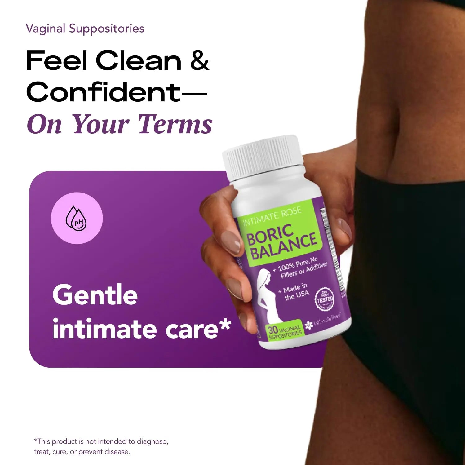 Intimate Rose Boric Acid Vaginal Suppositories, 30 Count for Feminine Deodorizing & Freshness - Vegan Capsules Intimate Rose Au supplements