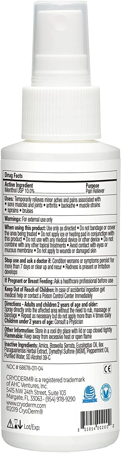 CryoDerm 4 oz Spray Cold Therapy (2 Pack) CryoDerm Au supplements