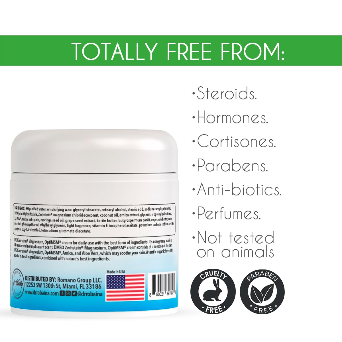 Dr. Robaina DMSO Cream – 99.9% Pure Dimethyl Sulfoxide | Formula with Zechstein Magnesium, Arnica, Aloe Vera & Vitamin E | Topical Cream for Body Wellness Dr. Robaina Au supplements