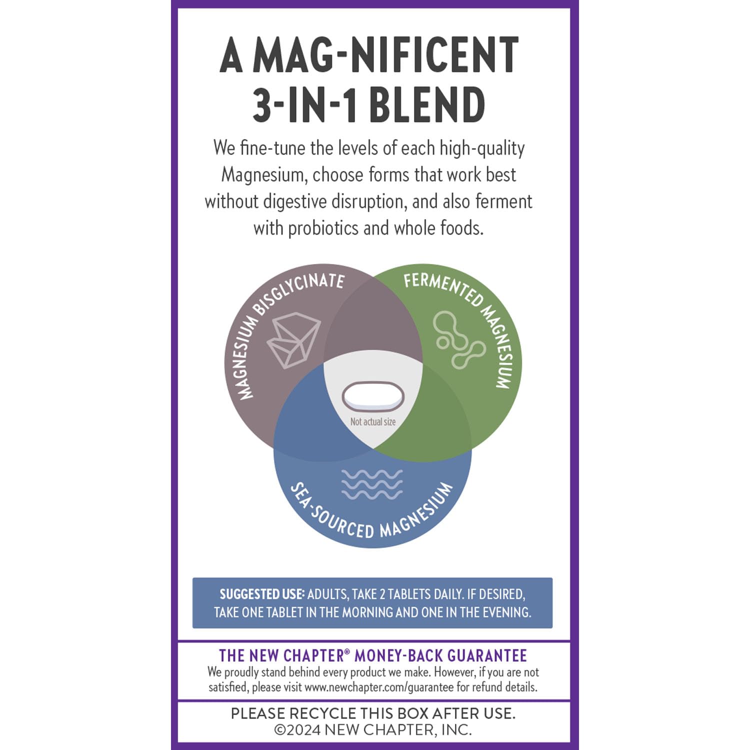 New Chapter Magnesium Complex Supplement, 325mg with Magnesium Glycinate + Sea-Sourced + Fermented Forms for Heart, Bone, Nerve, Muscle & Cellular Energy, 100% Vegan, 60 Tablets New Chapter Au supplements