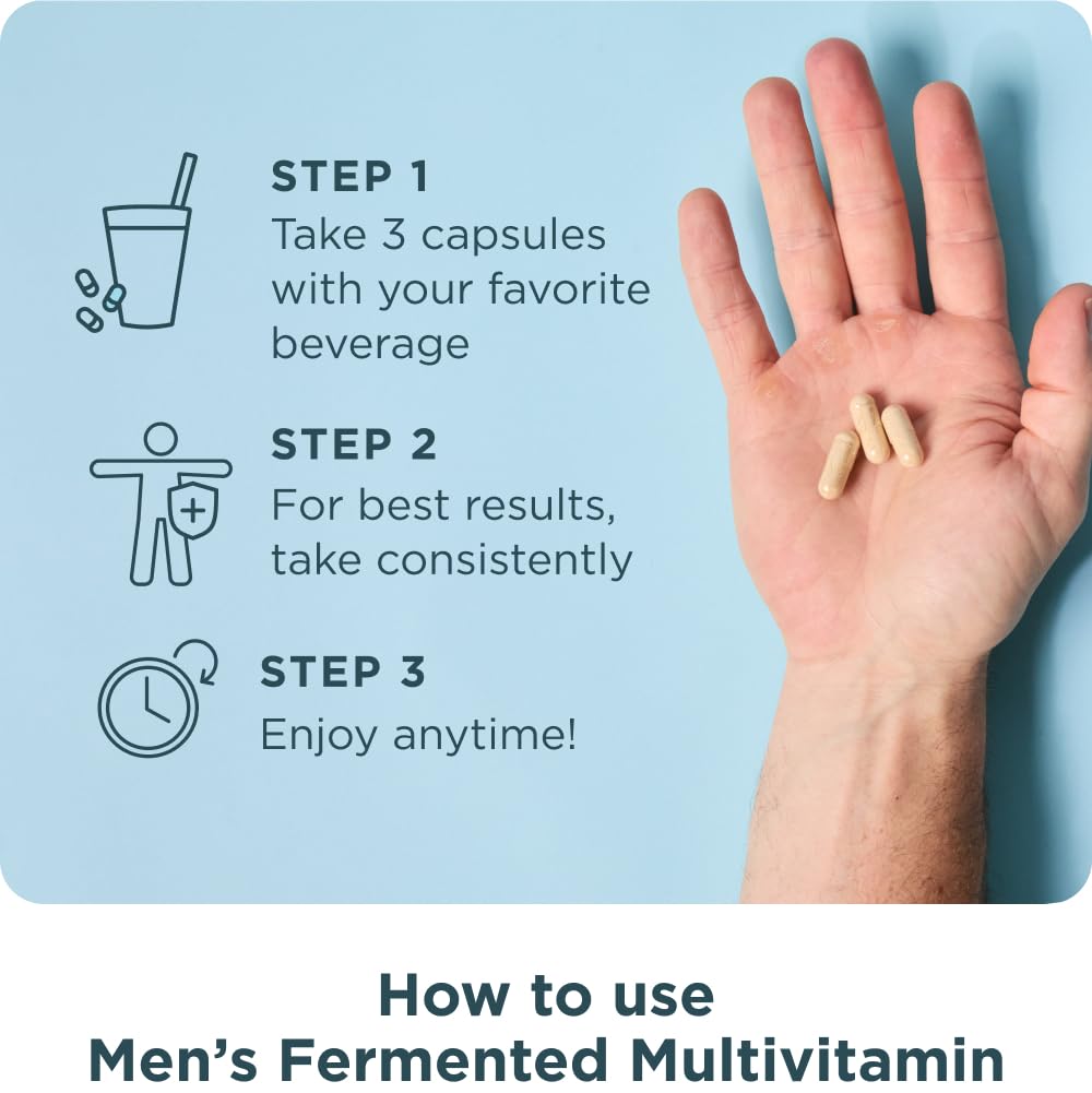 Ancient Nutrition Multivitamin for Men, Men's Fermented Multivitamin with Methylated Vitamin A, C, D, E, K, Zinc & Magnesium, Immune Support, Vegan, 60 Ct Ancient Nutrition Au supplements