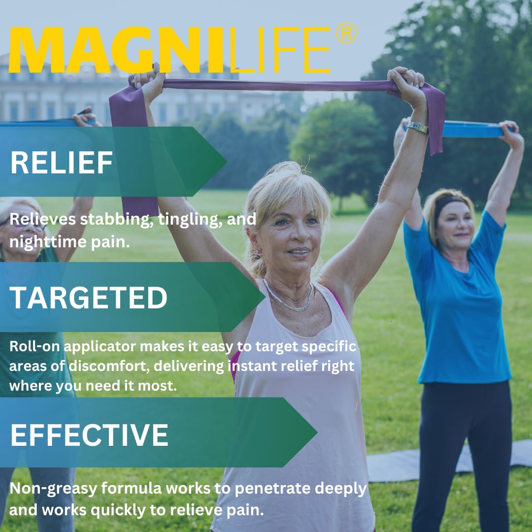 Magnilife DB Nerve Relief Roll On, 3 Oz, Topical Nerve Pain Relief for Feet, Legs, Hands & Arms, Helps Soothe Stabbing, Burning & Tingling Discomfort, Fast-Absorbing, Non-Greasy & Unscented Formula MagniLife Au supplements