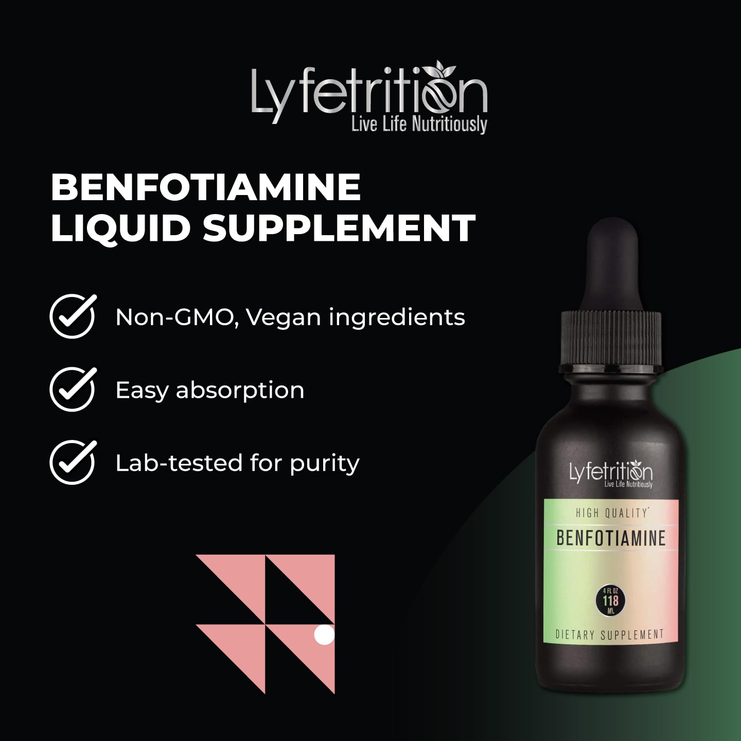 Lyfetrition Benfotiamine 118 ml, 4 FL Oz Liquid, 220 Servings, Made in USA, Quick Absorption, Potent Ingredients, Non-GMO Lyfetrition Au supplements
