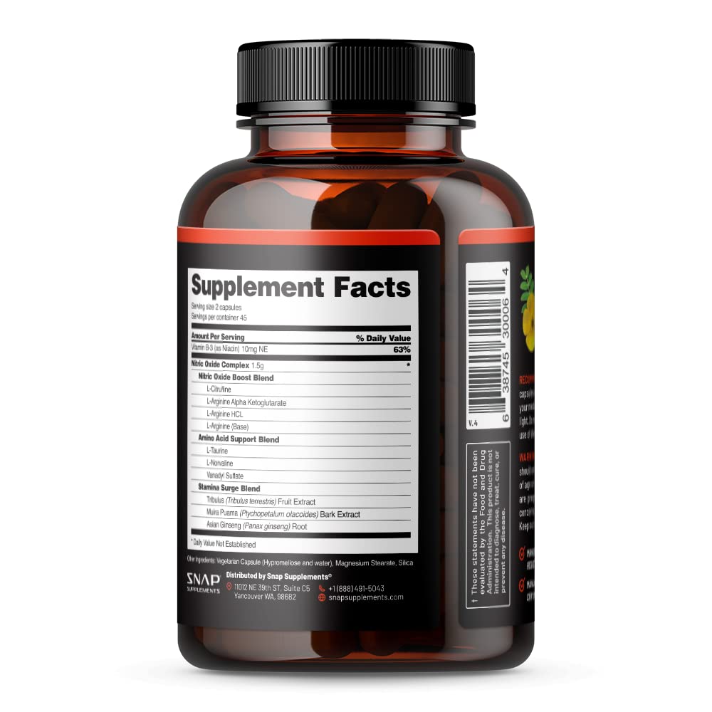 Snap Supplements Nitric Oxide Booster, Nitric Oxide Supplement for Blood Circulation Snap Supplements Au supplements