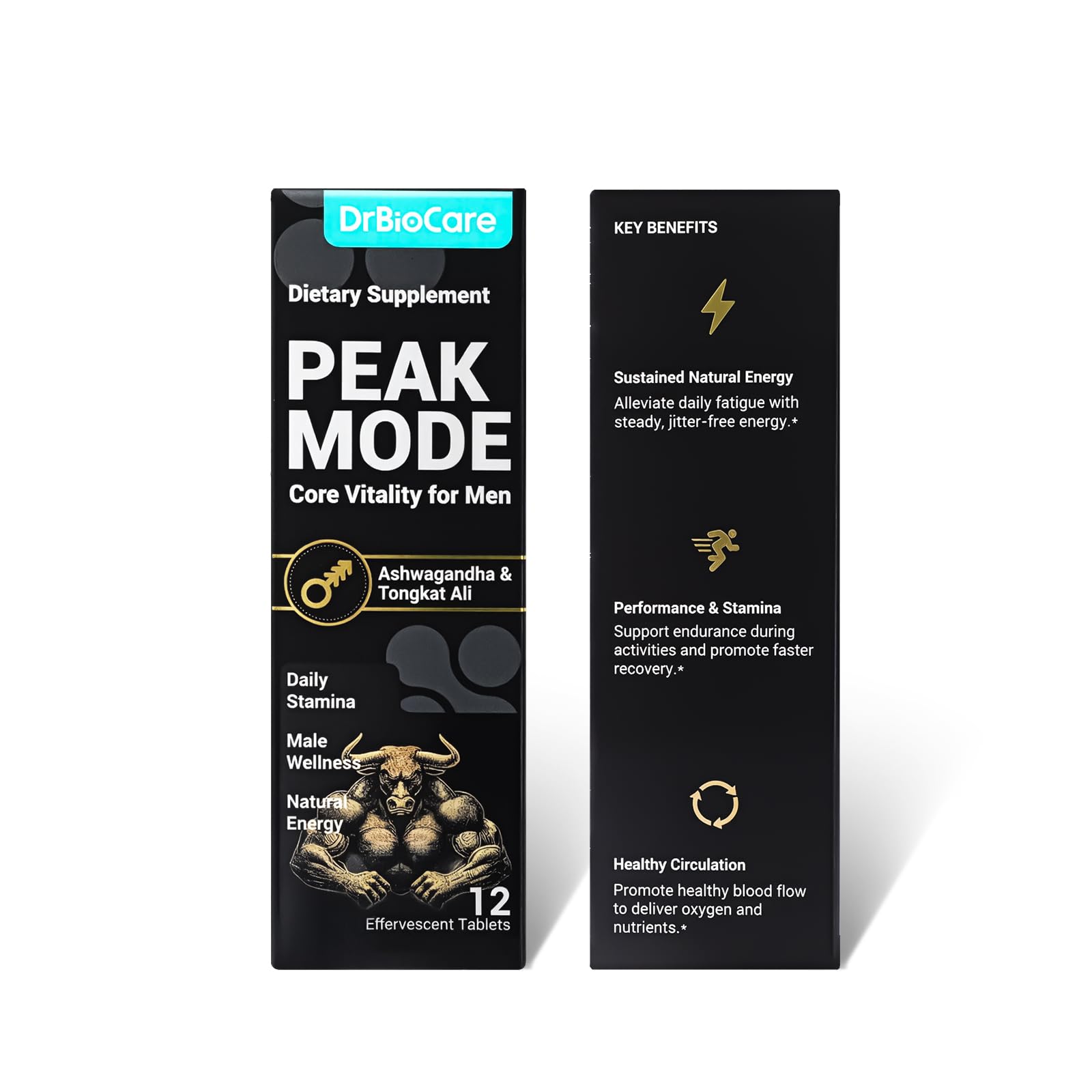 DrBioCare Peak Mode Core Vitality for Men 7-in-1 Effervescent Tablets | Tongkat Ali, Maca & L-Arginine，Ashwagandha, | Boost Stamina, Drive & Blood Flow for Good Performance | Berry Flavor 12 Tablets DrBioCare Au supplements
