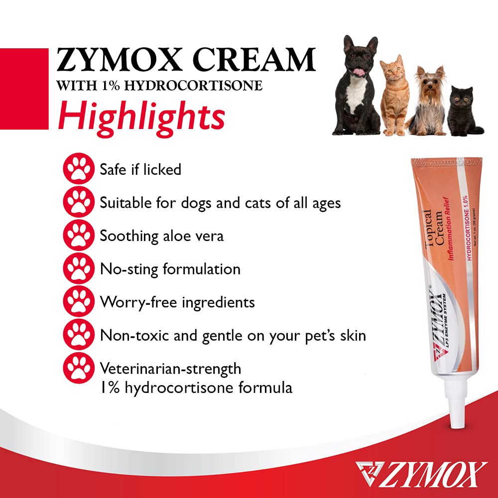 Zymox Veterinarian Strength Topical Cream with 1% Hydrocortisone for Dogs and Cats, 1oz Zymox Au supplements