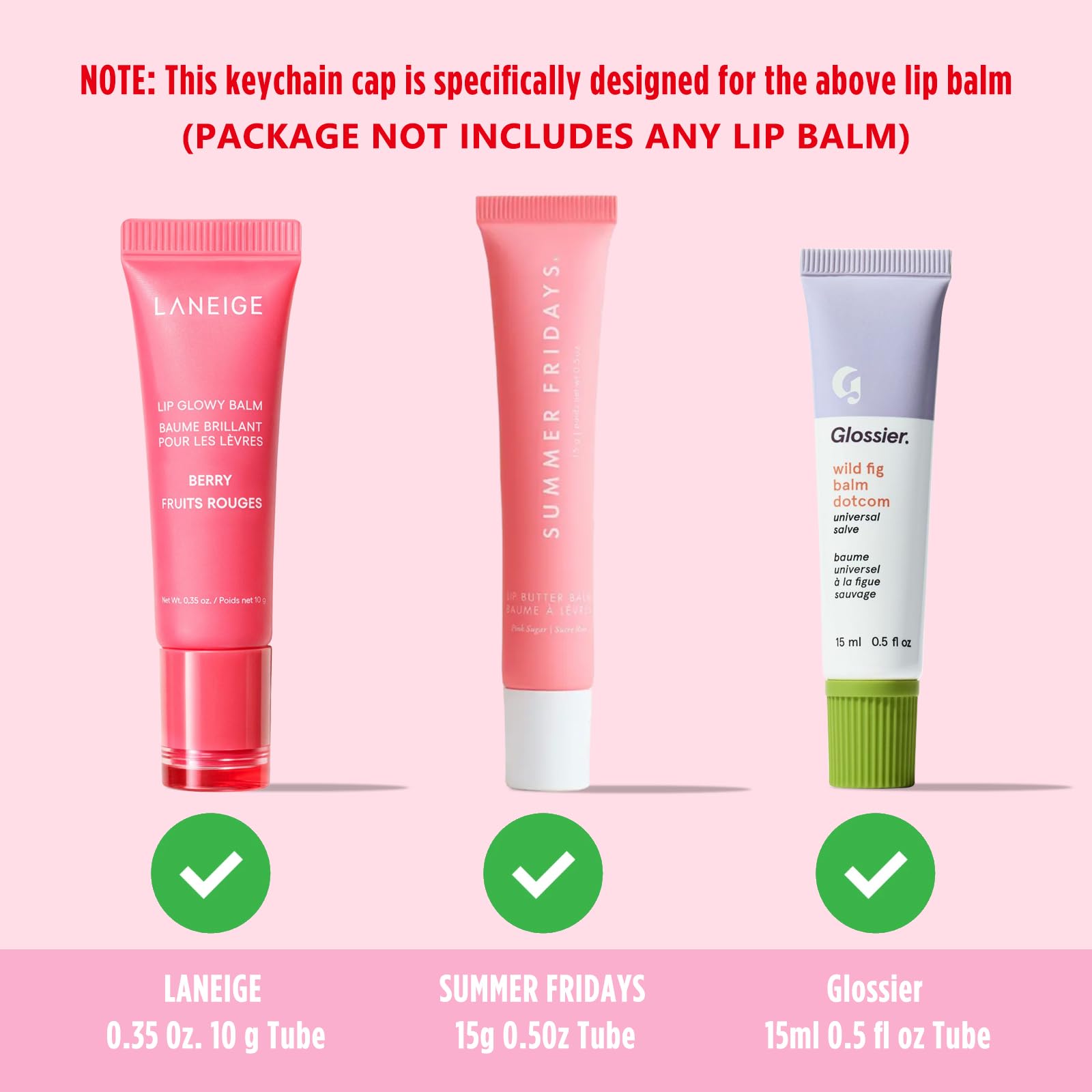 Lip Balm Keychain Cap for Laneige, Summer Friday and Glossier, Lip Balm Holder for Lanyard or Bag, Lip Gloss Keychain for Women,Replacement Cap with Stopper Prevent Spills Cupoita Au supplements
