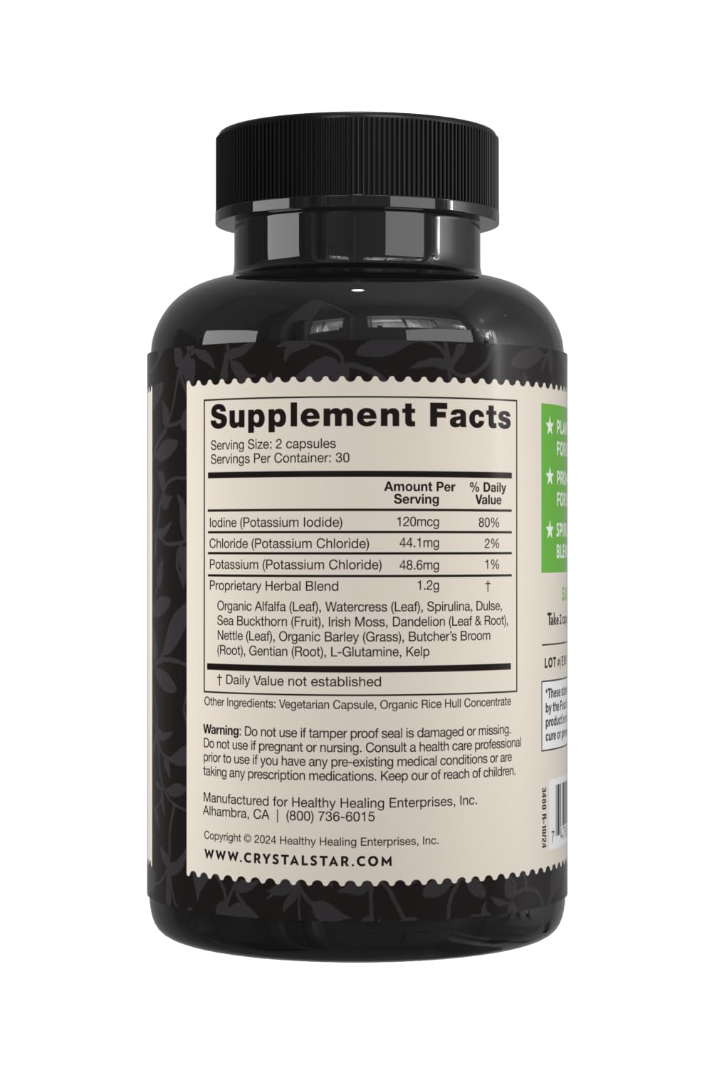 Crystal Star Ocean Minerals Supplement (60 Capsules) – Daily Herbal Supplement for Bone Health & Collagen – Sea Buckthorn, Spirulina & Organic Alfalfa - Non-GMO Crystal Star Au supplements