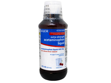 MAJOR Adult Extra Strength Liquid Acetaminophen - 500 mg Acetaminophen/15 mL Dose - Pain Reliever and Fever Reducer - Cherry Flavor - 8 Fl Oz MAJOR Au supplements