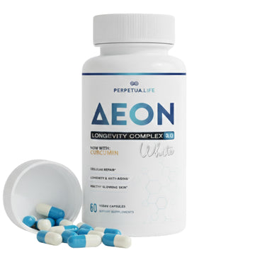 PERPETUA.LIFE AEON Longevity Complex White, Supplement with Curcumin, NMN (Nicotinamide Mononucleotide), AKG, Glycine & Taurine, Supports Healthy Aging, Energy & Immune System, Vegan, 60 Capsules PERPETUA.LIFE Au supplements