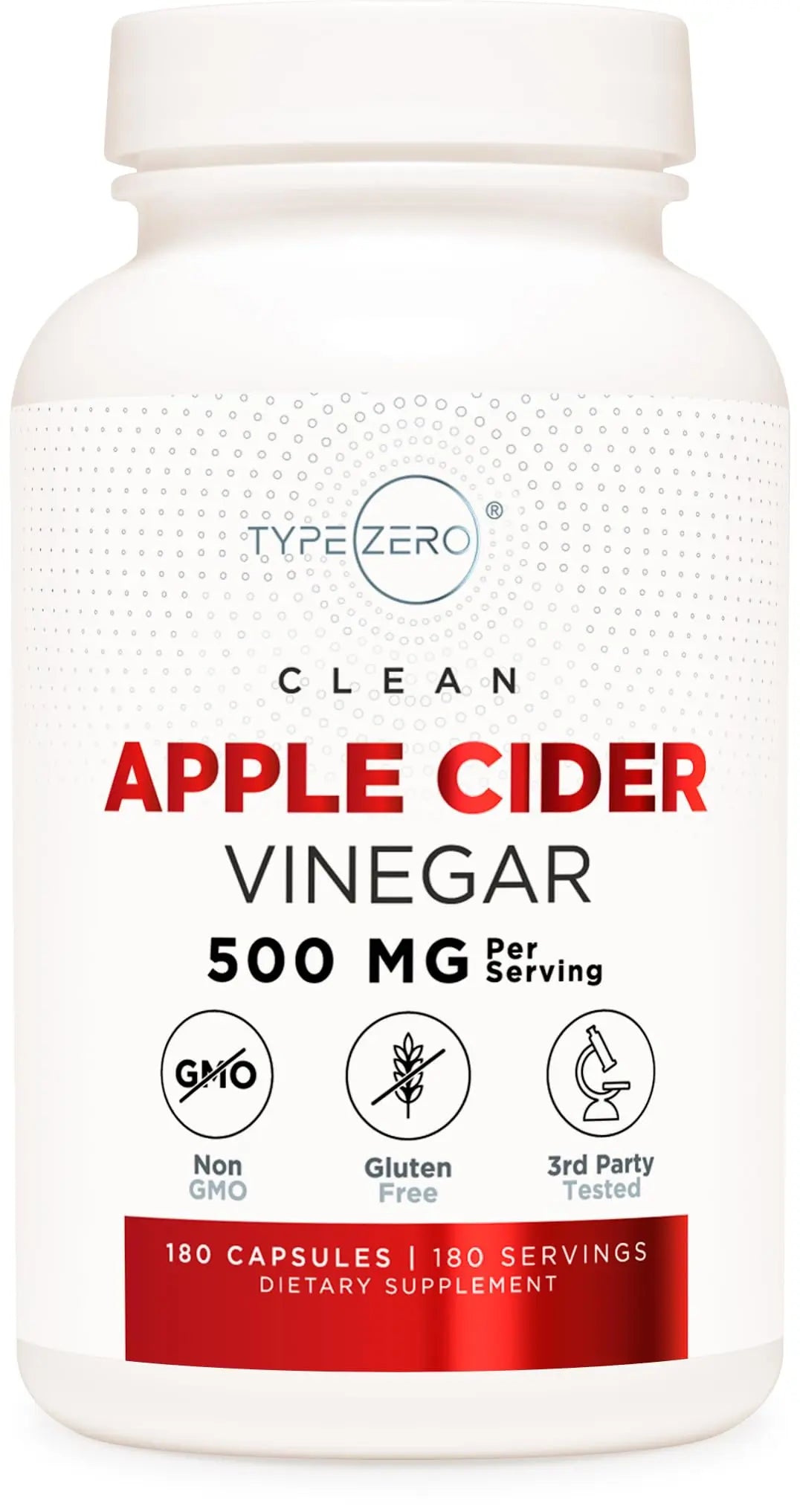 Type Zero Apple Cider Vinegar Capsules (180 Count) 500mg Per Serving - Non-GMO, Gluten-Free Supplement Type Zero Au supplements