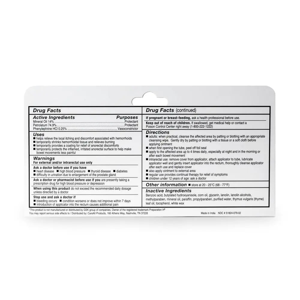 CareAll Hemorrhoidal Ointment 2.0 oz with Applicator (3 Pack). Helps Relieve Burning, Itching, and Discomfort Associated with Inflamed Hemorrhoidal Tissues. Dye, Phthalate, and Fragrance Free CareAll Au supplements