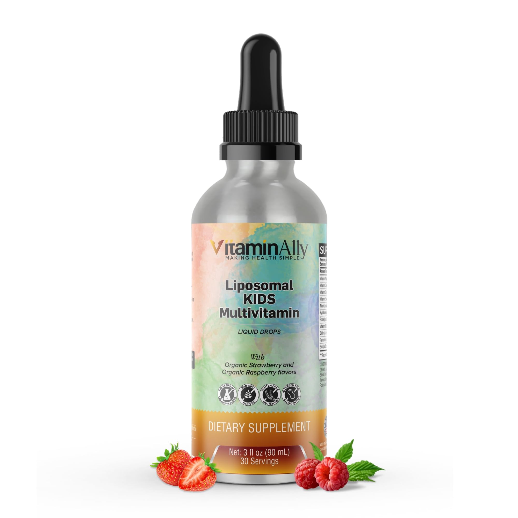 Vitaminally Liposomal Kids Liquid Multivitamin | Non-GMO | Clean | Sugar Free | Gluten Free | Organic Berry Flavors |